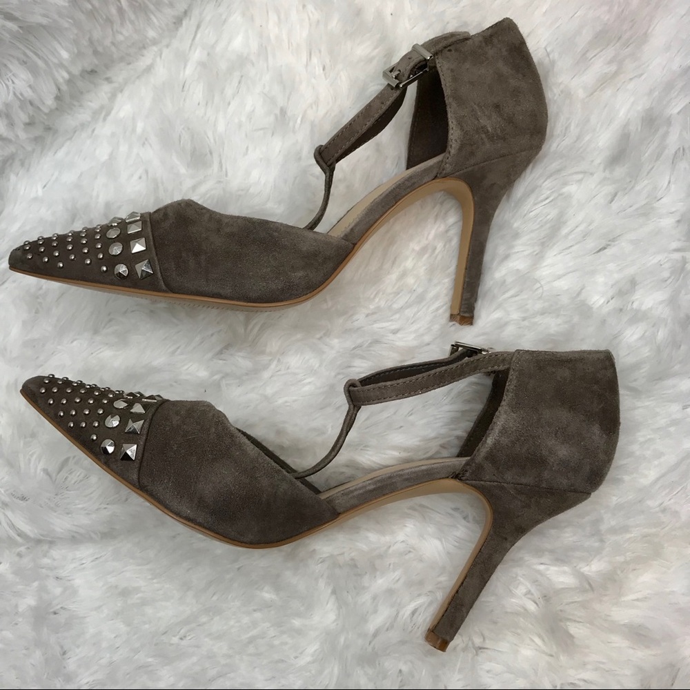 BCBGenerations gray studded heels
